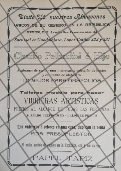 PUBLICIDAD ANTIGUA TIENDA CASA CLAUDIO PELLANDINI 1911 38