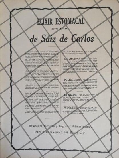 CARTEL PUBLICITARIO ANTIGUO TONICO SAIZ DE CARLOS 1911 /3