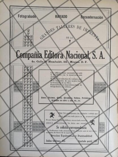 CARTEL ANTIGUO IMPRENTA CIA EDITORA NACIONAL S.A 1911 RARO