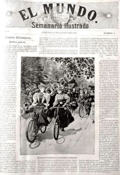 PORTADA ANTIGUA ORIGINAL  1895 NOTICIAS DE EPOCA Y DAMAS CICLISTAS LONDRES