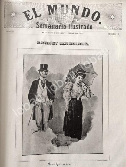 PORTADA ANTIGUA ORIGINAL  1895 GRABADO DE LEANDRO IZAGUIRRE /ARTE