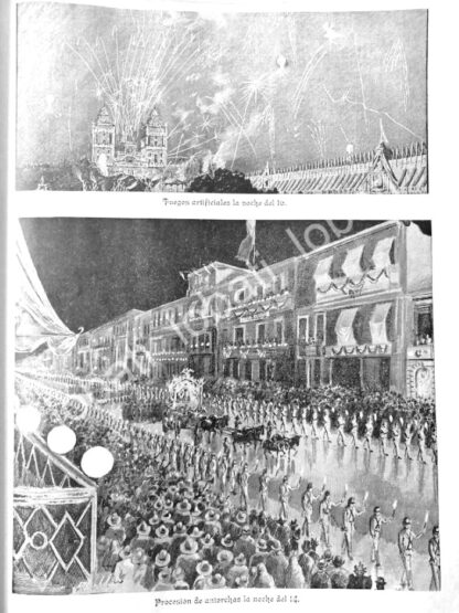 CARTEL ANTIGUO ORIGINAL DE DESFILE DE LAS FIESTAS PATRIAS CENTRO Y ZOCALO D.F, 1895