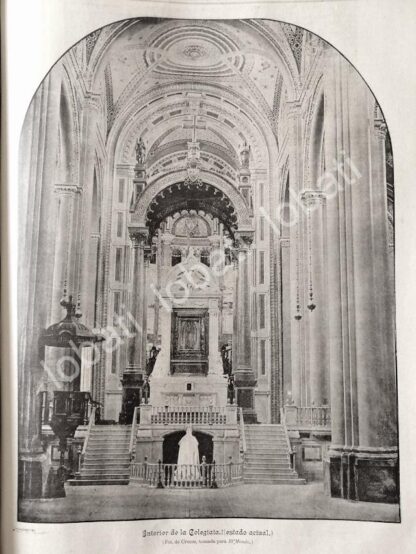 GRABADO ANTIGUO INTERIOR DE LA COLEGIATA EN LA BASILICA 1895 /RLG