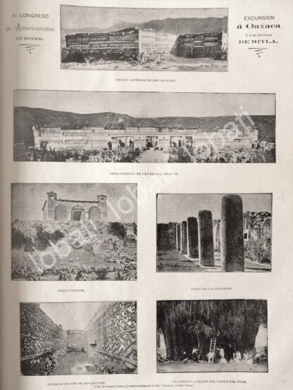 CARTEL ANTIGUO ORIGINAL DE LAS RUINAS DE MITLA EN OAXACA 1895 /LDM