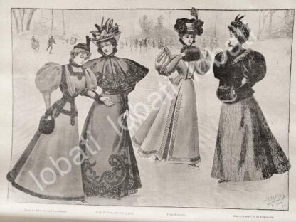 GRABADO ANTIGUO VESTIDOS DE MODA EN 1895 /21