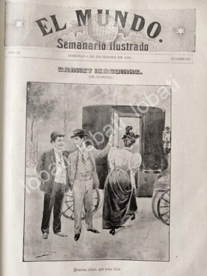 PORTADA ANTIGUA ORIGINAL  1895 DE LEANDRO IZAGUIRRE, ESCENA COSTUMBRISTA