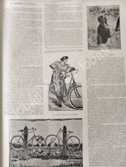 CARTEL ANTIGUO ORIGINAL DE EL CICLISMO Y LA MODA 1895 / DPT