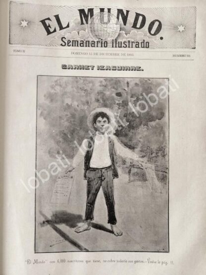 PORTADA ANTIGUA ORIGINAL  1895 DE LEANDRO IZAGUIRRE, NIÑO VOCERO