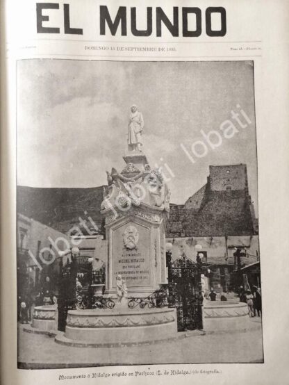 CARTEL ANTIGUO ORIGINAL DE PORTADA 1895 INAUGURAN ESTATUA A MIGUEL HIDALGO, PACHUCA /LDM