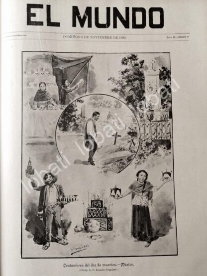 PORTADA ANTIGUA ORIGINAL  1895 COSTUMBRES DE DIA DE MUERTOS /LDM