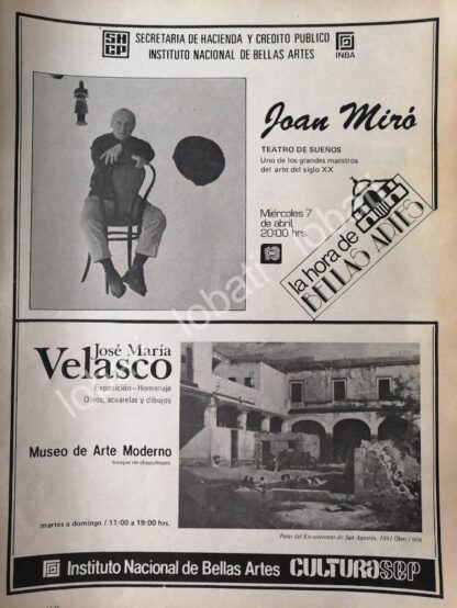 CARTEL ANTIGUO ORIGINAL DE INBA. EXPOSICION DE JOAN MIRO & JOSE MARIA VELASCO 81