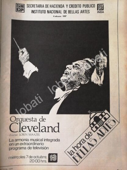 CARTEL ANTIGUO ORIGINAL DE INBA. LORIN MAAZEL Y LA ORQUESTA DE CLEVELAND 1981 / RARO