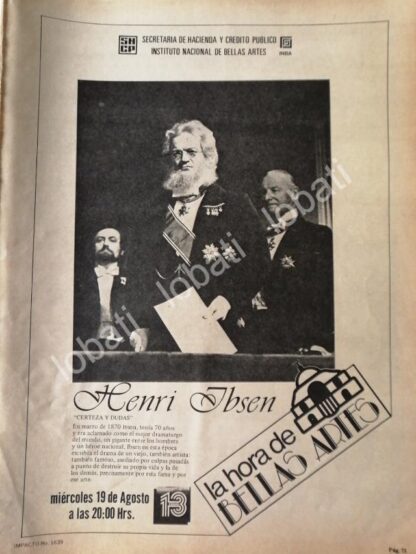 CARTEL ANTIGUO ORIGINAL DE INBA PRESENTA HENRI IBSEN 1981