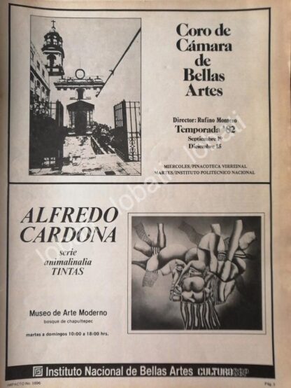 CARTEL ANTIGUO ORIGINAL DE INBA. EXPOSICION DE ALFREDO CARDONA Y MAS 1982