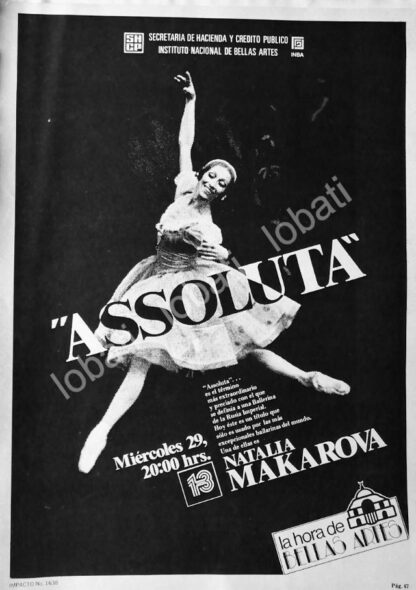 CARTEL ANTIGUO ORIGINAL DE INBA PRESENTA. ASSOLUTA. Y NATALIA MAKAROVA 1981