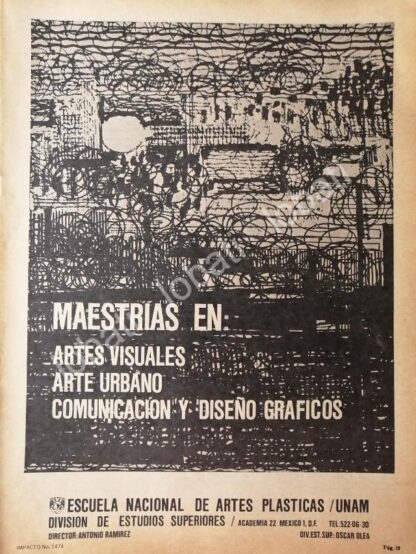 CARTEL ANTIGUO ORIGINAL DE MAESTRIAS. ESCUELA NACIONAL DE ARTES PLASTICAS UNAM 1978 /19