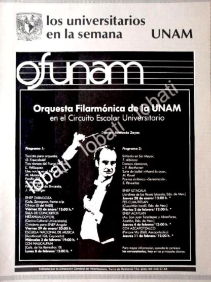 CARTEL ANTIGUO ORIGINAL DE ORQUESTA FILARMONICA DE LA UNAM 1982 /18