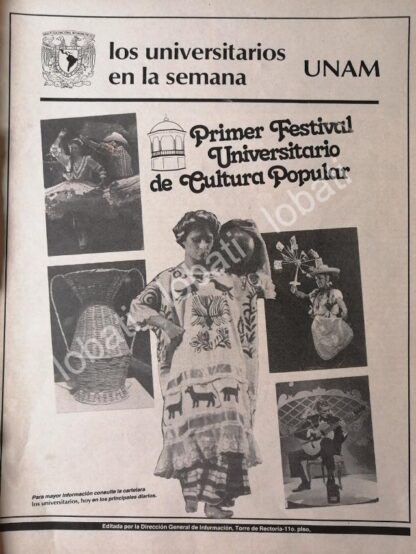 CARTEL ANTIGUO ORIGINAL DE 1ER FESTIVAL UNIVERSITARIO DE CULTURA POPULAR UNAM 1982 /17