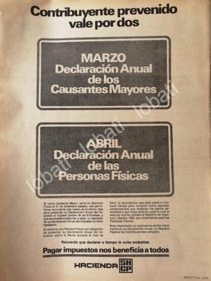 CARTEL ANTIGUO ORIGINAL DE SHCP SECRETARIA DE HACIENDA 1981 /43