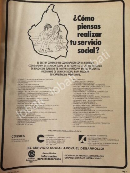 CARTEL ANTIGUO ORIGINAL DE AFICHE DEL GOBIERNO 1981 EL SERVICIO SOCIAL /30