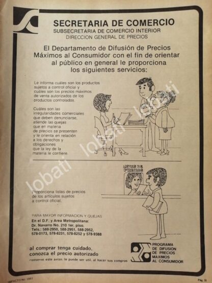 CARTEL ANTIGUO ORIGINAL DE SECRETARIA DE COMERCIO 1981 SERVICIOS AL PUBLICO /29