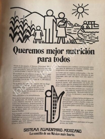 CARTEL ANTIGUO ORIGINAL DE AFICHE DEL SISTEMA ALIMENTARIO MEXICANO 1981 /14