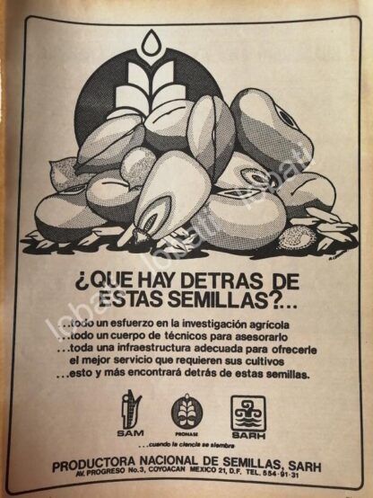 CARTEL ANTIGUO ORIGINAL DE PRODUCTORA NACIONAL DE SEMILLAS SARH 1980 /16