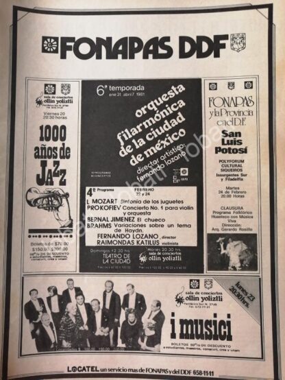 CARTEL ANTIGUO ORIGINAL DE FONAPASS DDF EVENTOS ABRIL DE 1981 /9