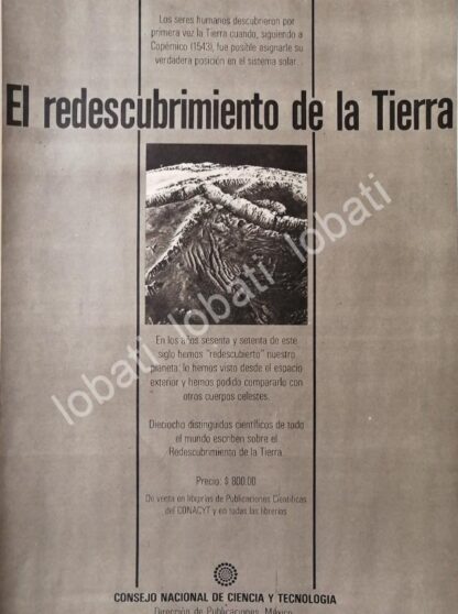 CARTEL ANTIGUO ORIGINAL DE CONACY PRESENTA LIBRO. EL DESCUBRIMIENTO DE LA TIERRA 1982