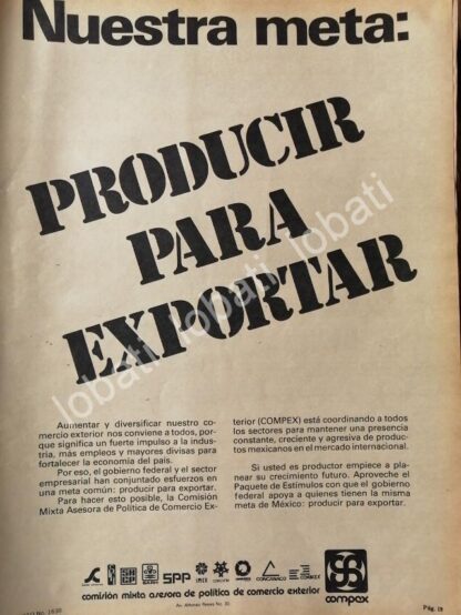 CARTEL ANTIGUO ORIGINAL DE SECRETARIA DE COMERCIO EXTERIOR / EXPORTAR 1981 /N99