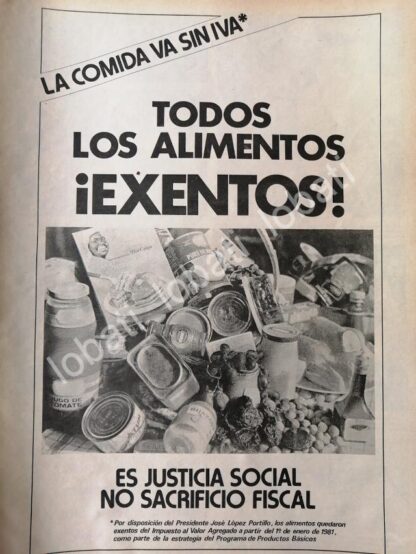 CARTEL ANTIGUO ORIGINAL DE GOBIERNO ELIMINA EL I.V.A DE LOS ALIMENTOS 1981 /N96