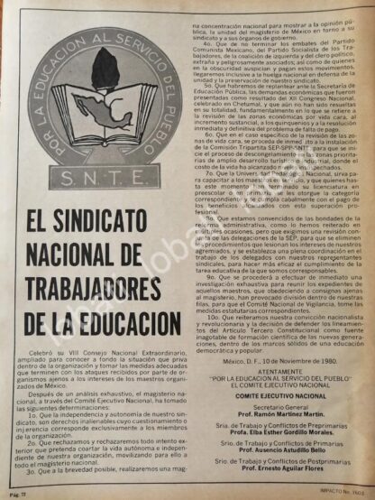 CARTEL ANTIGUO ORIGINAL DE S.N.T.E VIII CONSEJO NAC. EXTRAORDINARIO 1980 /71