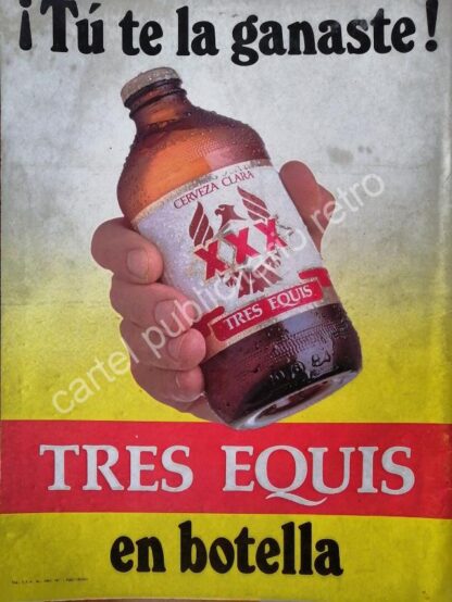 CARTEL ANTIGUO ORIGINAL DE CERVEZA XXX EN BOTELLA 1984 CERVECERIA MOCTEZUMA