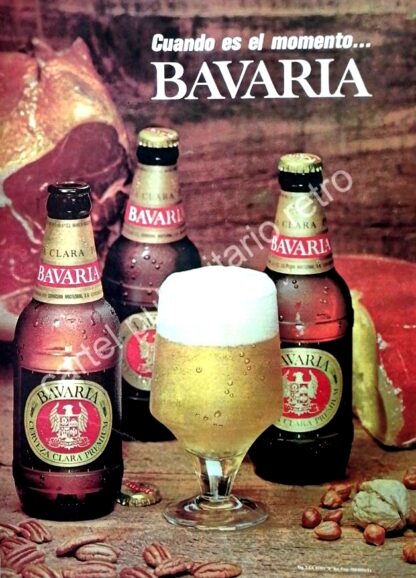 CARTEL ANTIGUO ORIGINAL DE CERVEZA BAVARIA 1970s /1