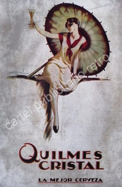 CARTEL ANTIGUO ORIGINAL DE CERVEZA QUILMES 1930 ARTE PUBLICITARIO /RARO