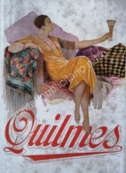 CARTEL ANTIGUO ORIGINAL DE CERVEZA QUILMES 1929 ARTE PUBLICITARIO /RARO