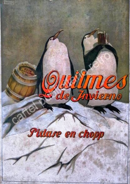 CARTEL ANTIGUO ORIGINAL DE CERVEZA QUILMES 1927 DIBUJO: JULIO MALAGA GRENET. RARO