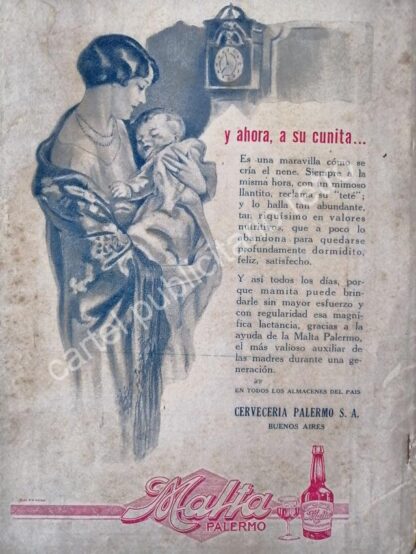 CARTEL ANTIGUO ORIGINAL DE CERVEZA DE MALTA PALERMO 1927 /7