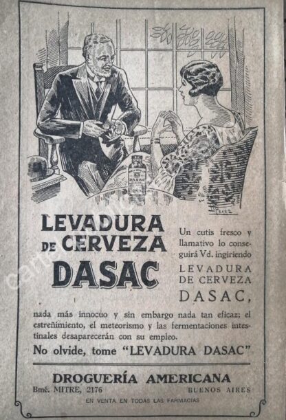 CARTEL ANTIGUO ORIGINAL DE CERVEZA DASAC 1927 ARGENTINA -RARO