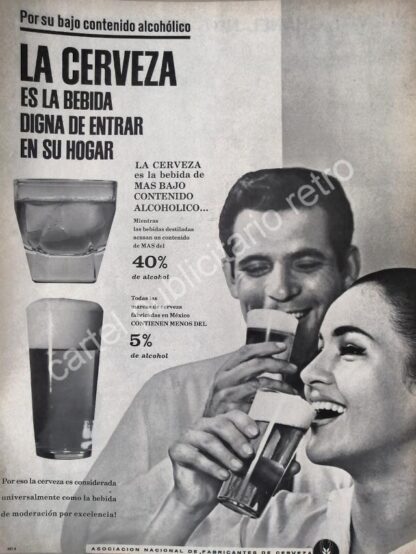 CARTEL ANTIGUO ORIGINAL DE ASOCIACION NACIONAL DE FABRICANTES DE CERVEZA