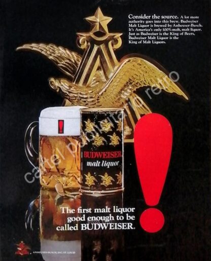 CARTEL ANTIGUO ORIGINAL DE CERVEZA BUDWEISER 1971 BLACK / RARO