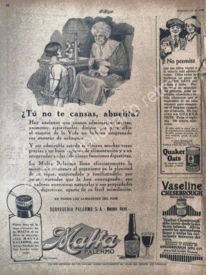 CARTEL ANTIGUO ORIGINAL DE CERVEZA MALTA PALERMO Y OTRAS 1926 /4