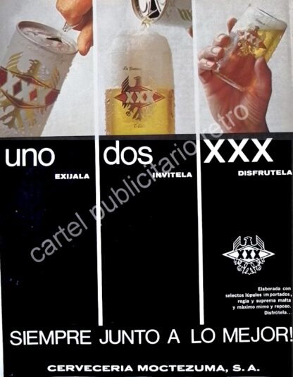 CARTEL ANTIGUO ORIGINAL DE CERVEZA XXX 1967 CERVECERIA MOCTEZUMA /11