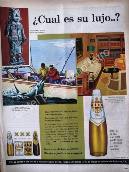 CARTEL ANTIGUO ORIGINAL DE CERVEZA XXX 1960s CERVECERIA MOCTEZUMA /3