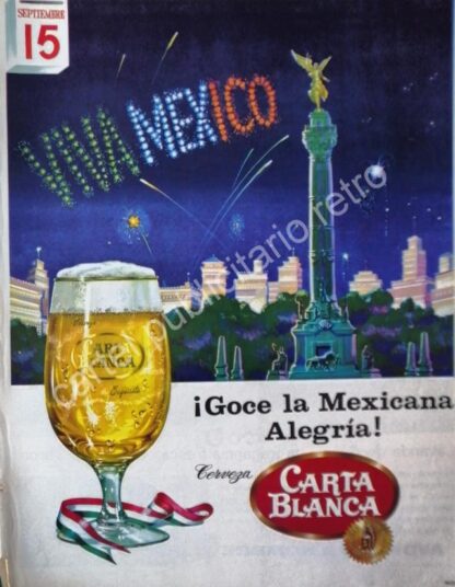 CARTEL ANTIGUO ORIGINAL DE CERVEZA CARTA BLANCA FIESTAS PATRIAS 1965