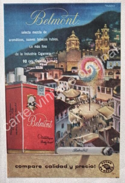 CARTEL ANTIGUO ORIGINAL DE 3 AFICHES CIGARROS BELMONT. ARTE PUBLICITARIO - Imagen 3