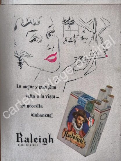 CARTEL ANTIGUO ORIGINAL DE SET DE 5 AFICHES CIGARROS RALEIGH 1950s - Imagen 6