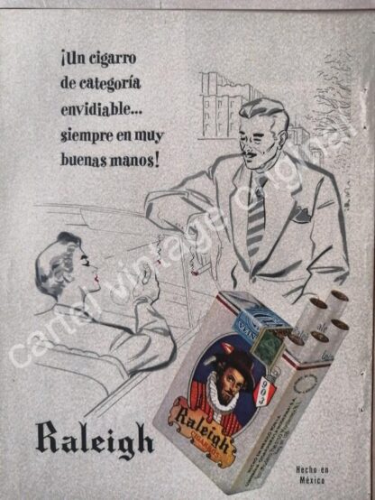 CARTEL ANTIGUO ORIGINAL DE SET DE 5 AFICHES CIGARROS RALEIGH 1950s - Imagen 5