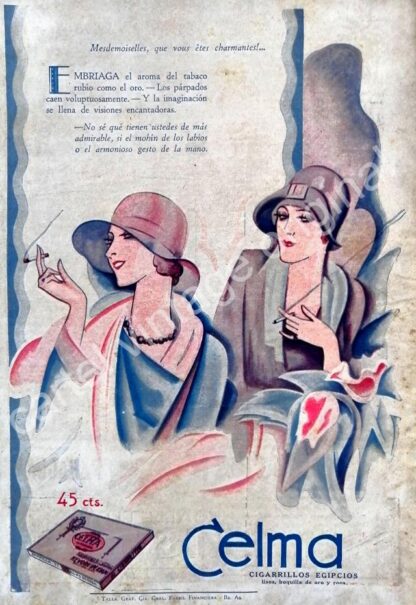 CARTEL ANTIGUO ORIGINAL DE CIGARROS CELMA EXTRA 1930 / MUY RARO