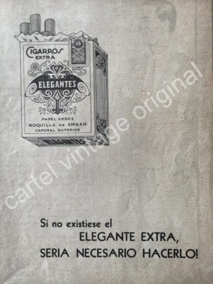 CARTEL ANTIGUO ORIGINAL DE CIGARROS ELEGANTES 1952 EL BUEN TONO